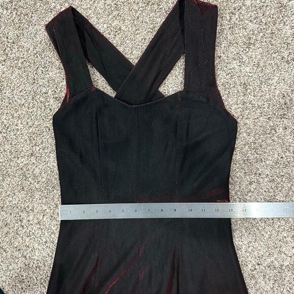 VTG 80s Women's Red Black Sparkly Two Toned Maurices A Line Maxi Prom Dress 7/8 - Picture 12 of 12
